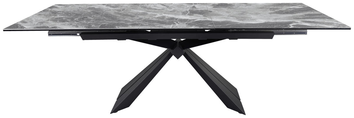 ESSTISCH in Metall, Glas, Keramik 180-230/76/95 cm  - Schwarz/Grau, Design, Glas/Keramik (180-230/76/95cm) - Novel