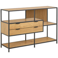 Etajeră, 77/114/35 cm, negru, stejar sălbatic,  - stejar sălbatic/negru, Modern, metal/material pe bază de lemn (77/114/35cm)