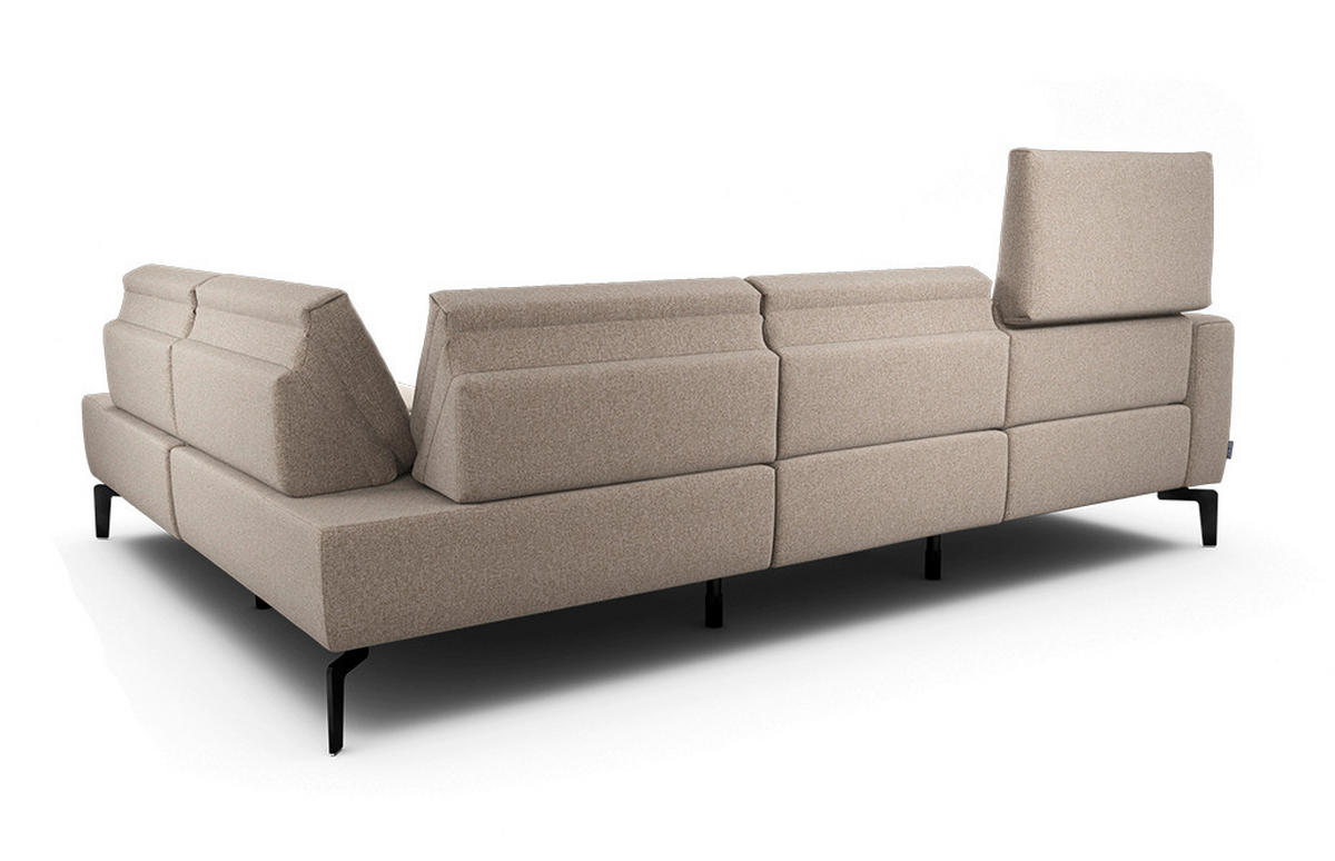 ECKSOFA Cosy Sandfarben Samt  - Sandfarben/Schwarz, Design, Textil/Metall (256/193cm) - SENSOO