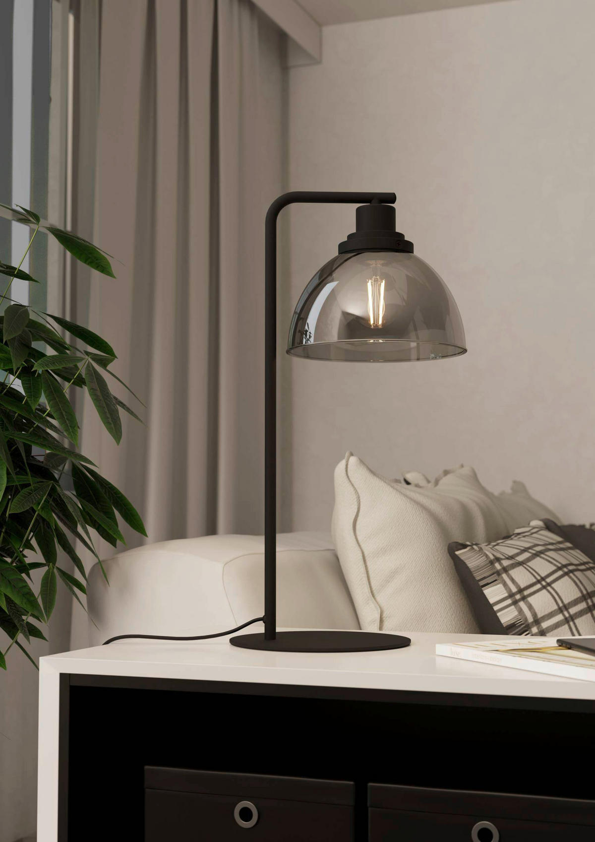 BORDSLAMPA Beleser 26,5/20,5/50,5 cm   - svart/transparent, Design, metall/glas (26,5/20,5/50,5cm) - Eglo