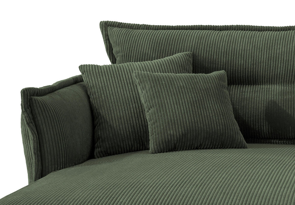 ECKSOFA in Cord Grün  - Schwarz/Grün, Modern, Textil/Metall (180/255cm) - Livetastic