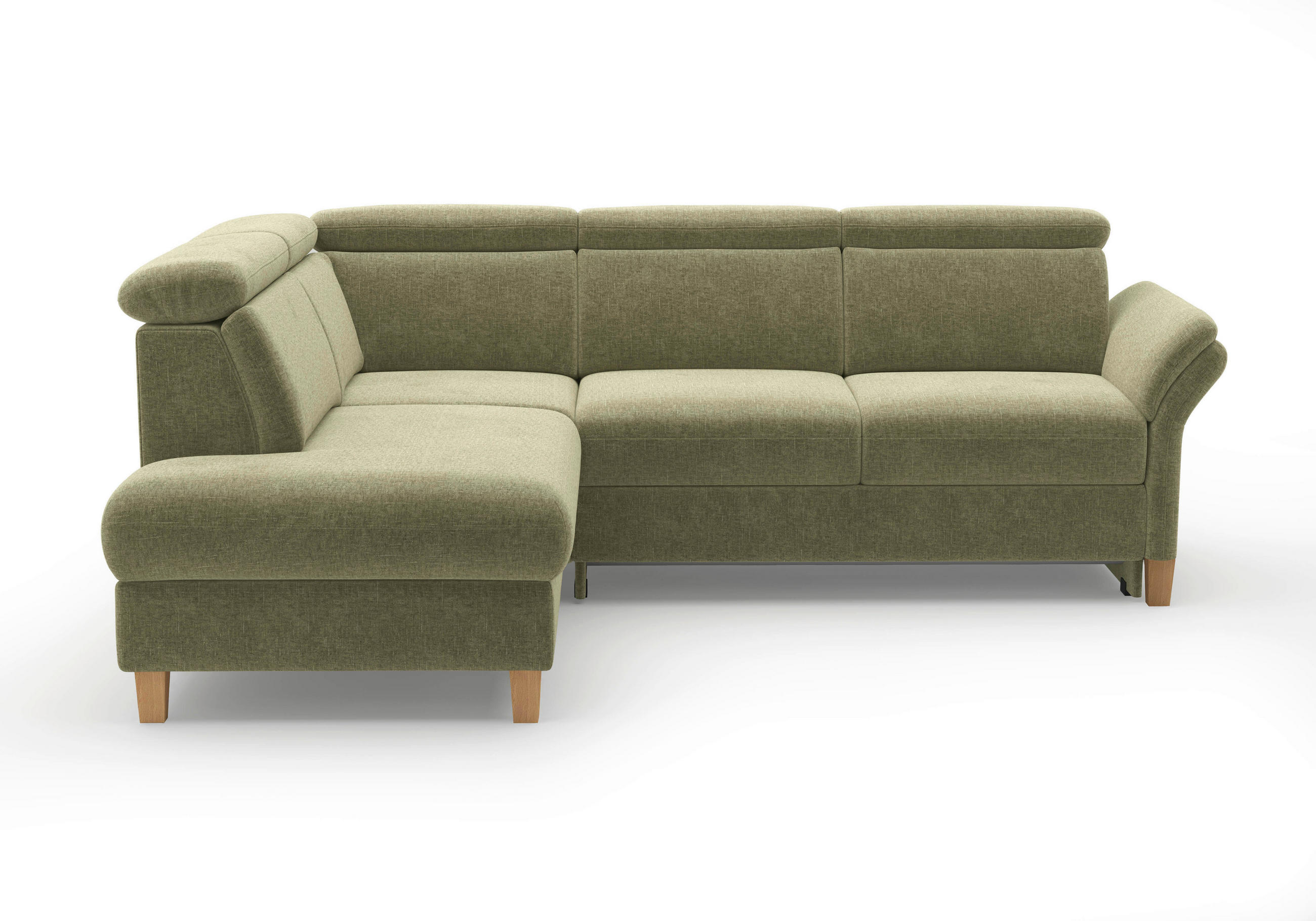 ECKSOFA GLENDALE E Hellgrün Flachgewebe  - Eichefarben/Hellgrün, KONVENTIONELL, Holz/Textil (193/247cm) - Sit & More