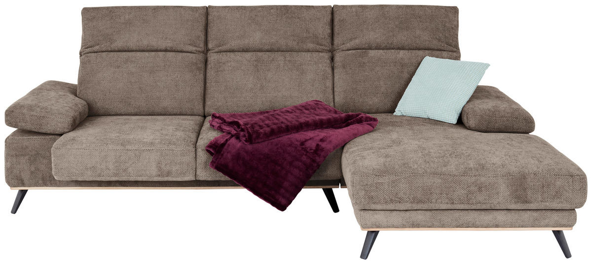 ECKSOFA in Struktur Schlammfarben  - Schlammfarben/Schwarz, Modern, Textil/Metall (283/194cm) - MID.YOU