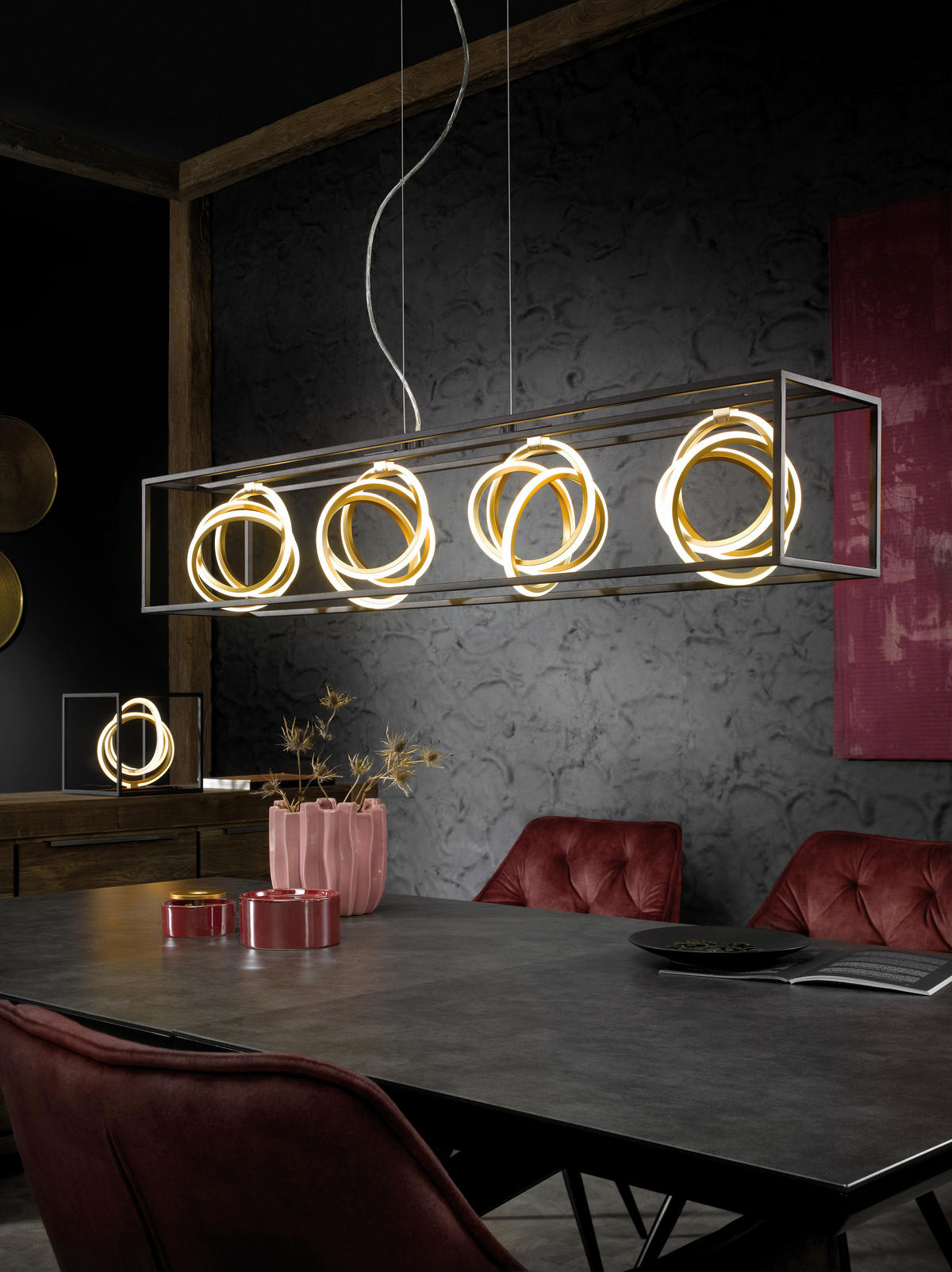 LED-HÄNGLAMPA Gisi 110/20/150 cm  - vit/svart, Lifestyle, metall/plast (110/20/150cm) - Fischer & Honsel