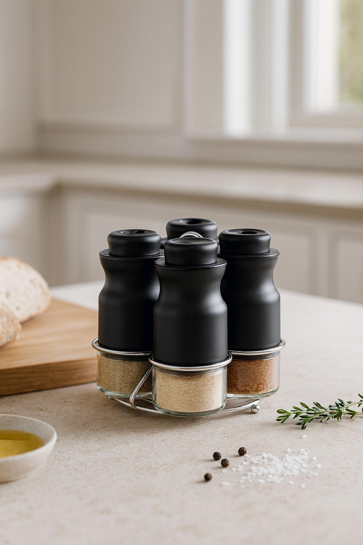 GEWÜRZGLAS-SET - Schwarz, Basics, Glas/Metall