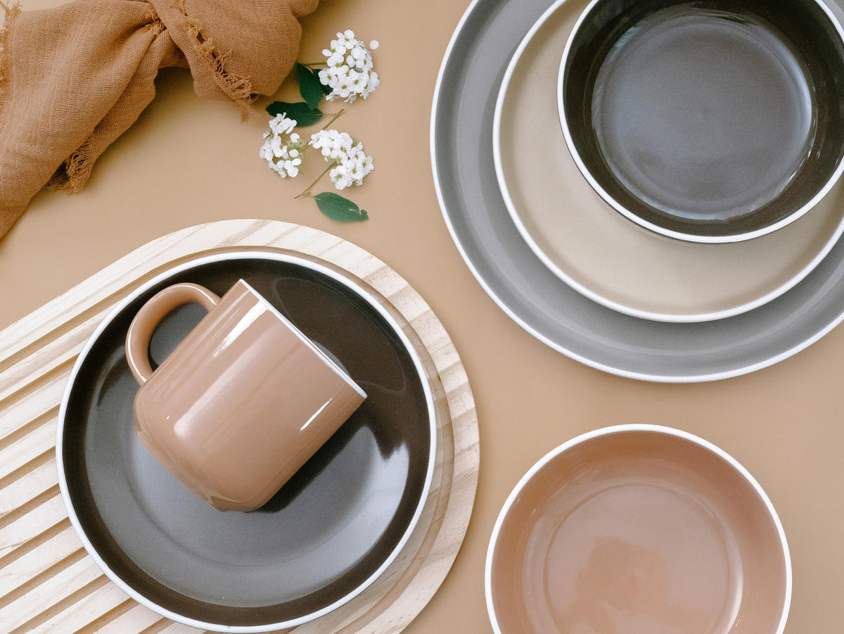 KOMBISERVICE Beige, Hellbraun, Mokka, Karamell Nordic Mocha Mousse 16-teilig 4 Personen  - Hellbraun/Beige, Basics, Keramik - Creatable