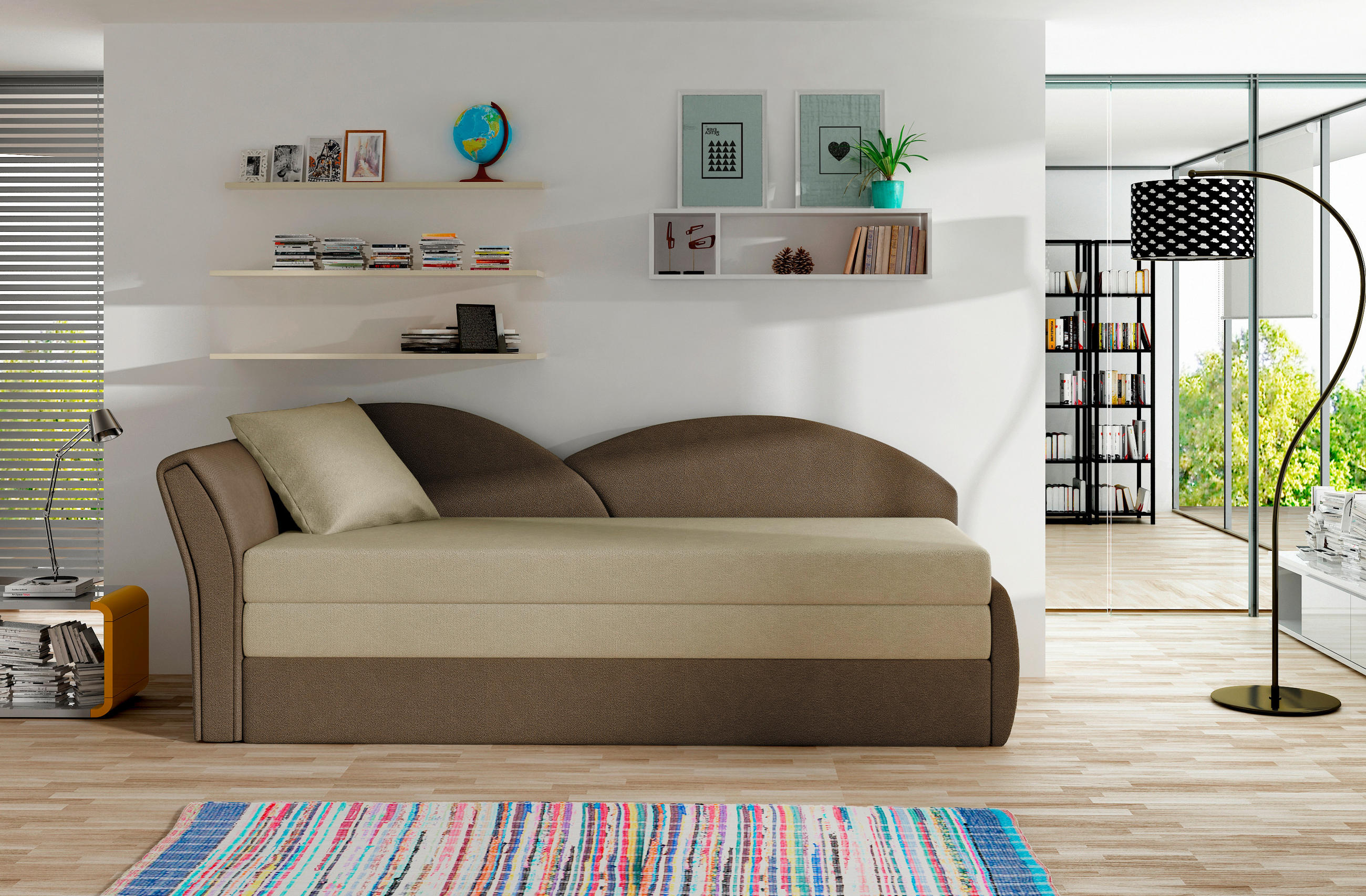 RÉCAMIERE in Samt Braun, Beige  - Beige/Erlefarben, Design, Kunststoff/Textil (80/218cm) - MID.YOU