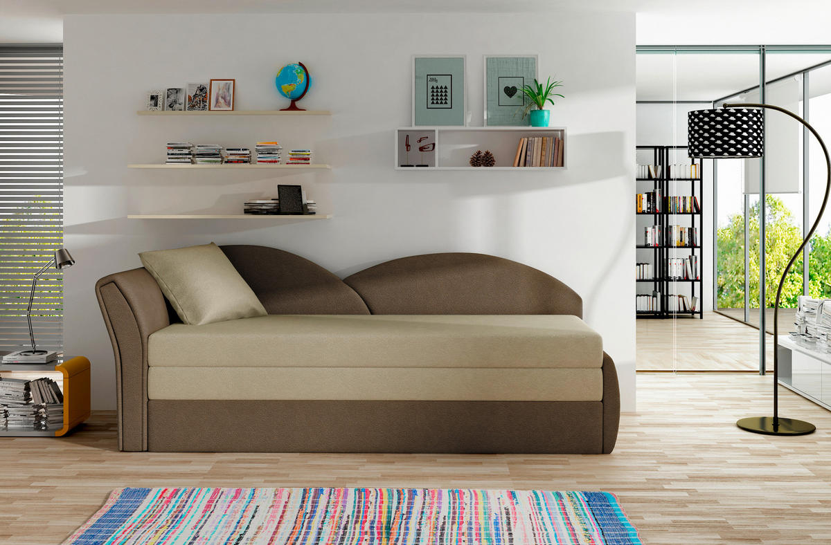RÉCAMIERE in Samt Braun, Beige  - Beige/Erlefarben, Design, Kunststoff/Textil (80/218cm) - MID.YOU