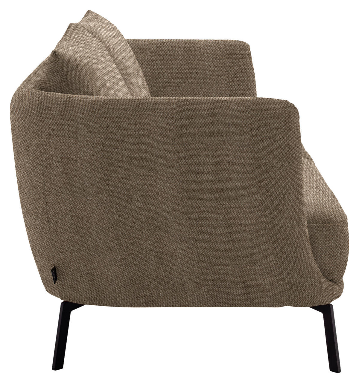 2,5-SITZER  in Flachgewebe Hellbraun  - Hellbraun/Schwarz, Design, Textil/Metall (190/71/91cm) - Schöner Wohnen