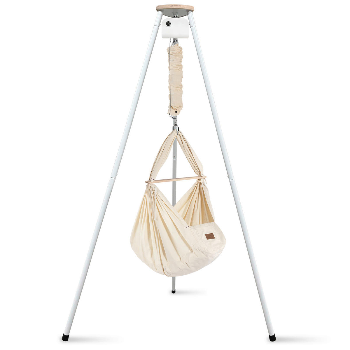 FEDERWIEGE Set inkl. Tipi-Gestell und Motor  Weiß, Beige  - Beige/Weiß, Basics, Kunststoff/Textil (135/194/135cm) - SCHMUSEWOLKE