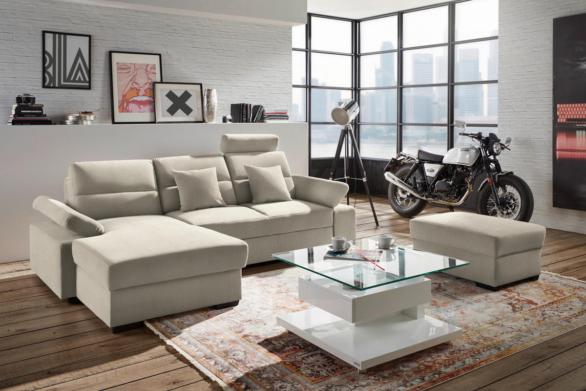 ECKSOFA Beige Webstoff  - Dunkelbraun/Beige, KONVENTIONELL, Kunststoff/Textil (166/258cm) - Cantus