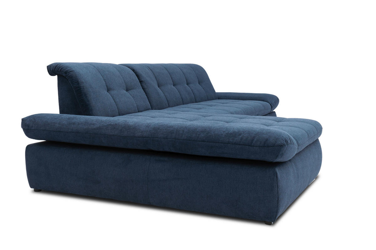 ECKSOFA Dunkelblau Mikrofaser  - Chromfarben/Dunkelblau, KONVENTIONELL, Textil/Metall (172/300cm) - MID.YOU