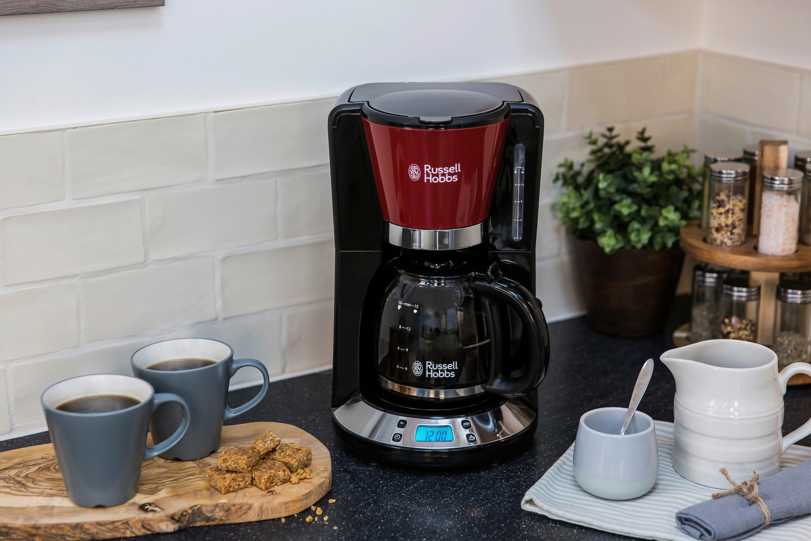 FILTERKAFFEEMASCHINE Colours Plus+ 24031-56  - Rot/Schwarz, Basics, Glas/Kunststoff (23,7/35,3/21,2cm) - Russel Hobbs