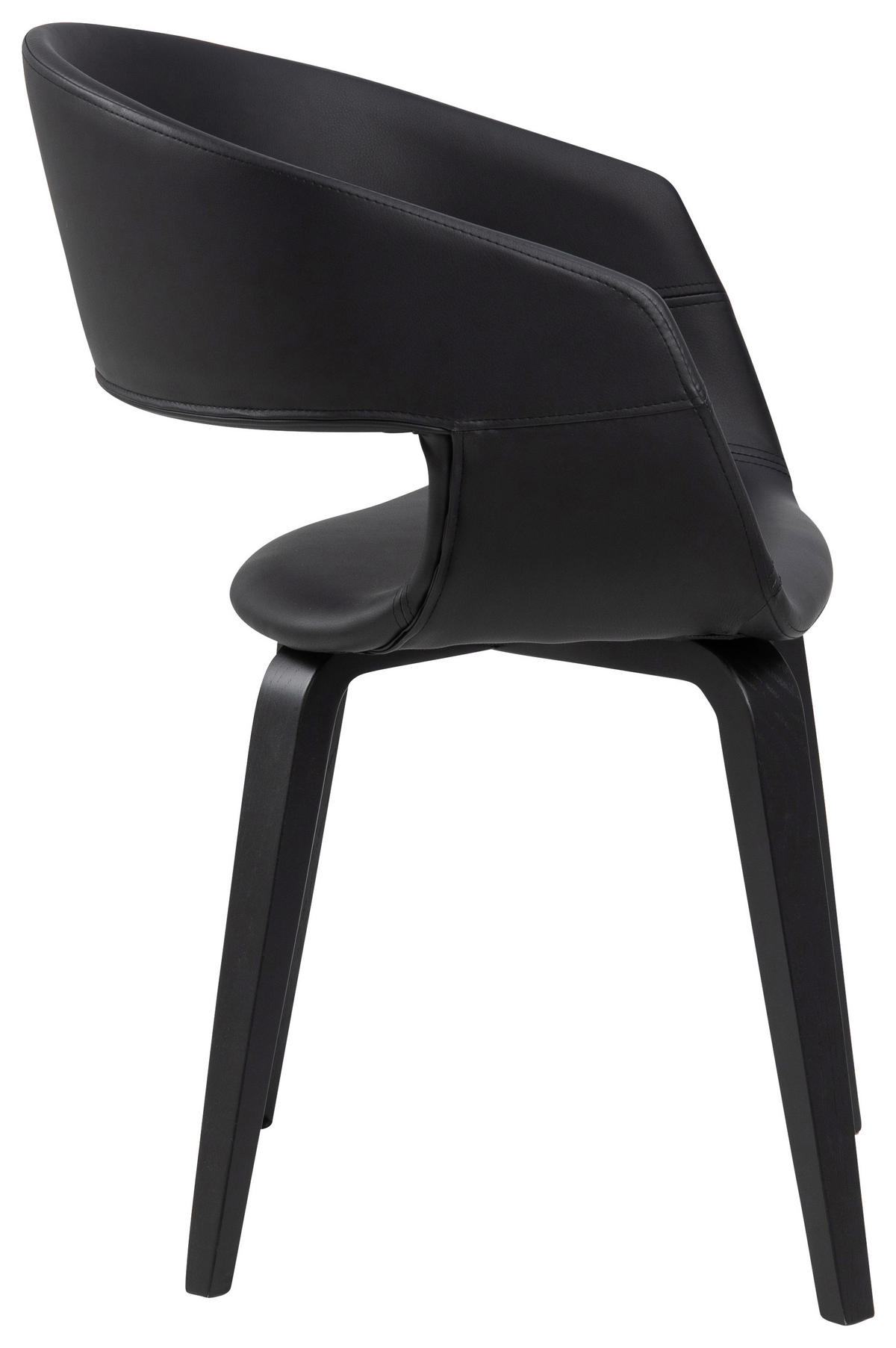 ŽIDLE S PODRUČKAMI, vzhled kůže, černá - černá, Trend, dřevo/textil (52/77,5/53cm) - MID.YOU