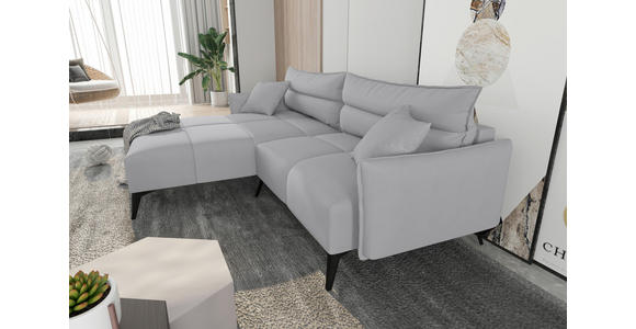 ECKSOFA  in Cord Hellgrau  180/253 cm  - Hellgrau/Schwarz, KONVENTIONELL, Textil/Metall (180/253cm) - Carryhome