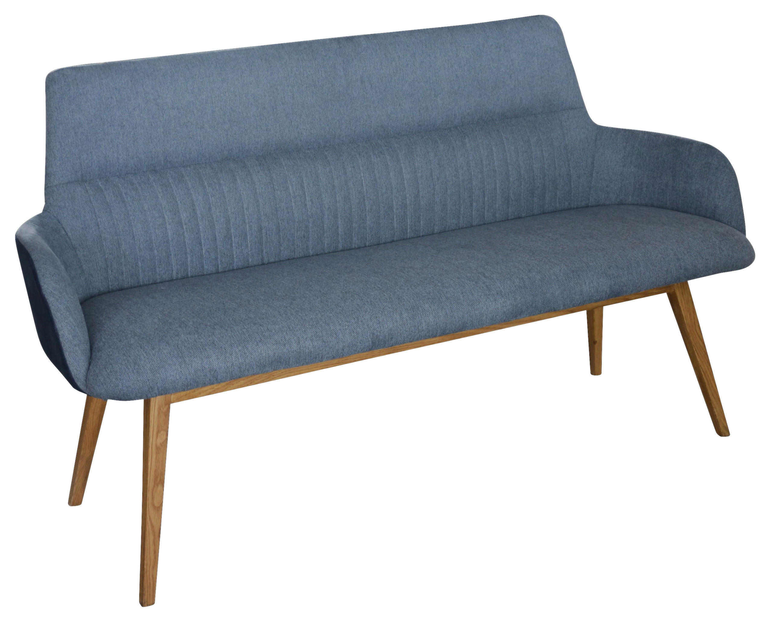 SITZBANK 157/88/62,5 cm Webstoff Eichefarben, Dunkelblau Wildeiche vollmassiv  - Eichefarben/Dunkelblau, KONVENTIONELL, Holz/Textil (157/88/62,5cm) - Linea Natura