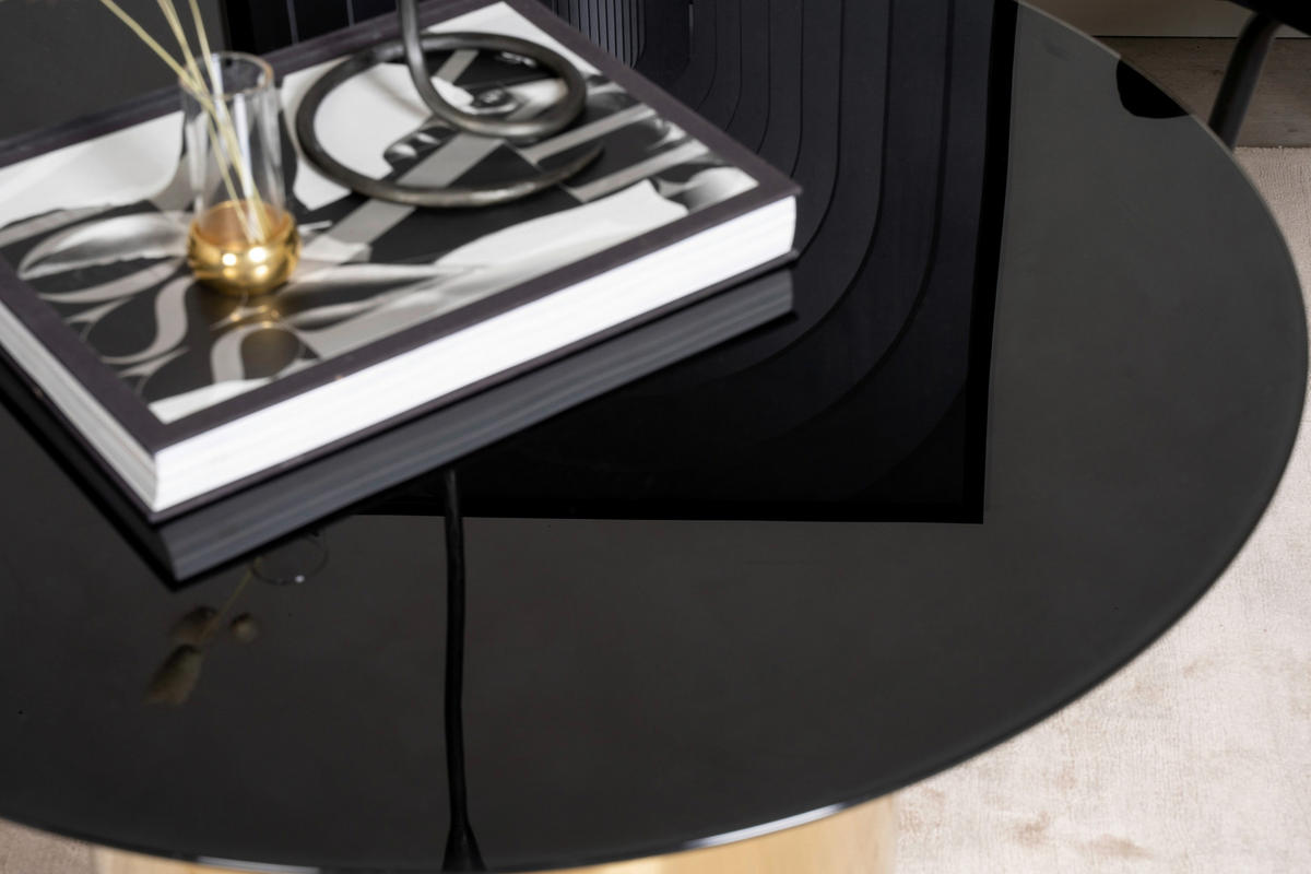SOFFBORD i metall, glas 80/80/46 cm  - svart/guldfärgad, Design, metall/glas (80/80/46cm) - Livetastic