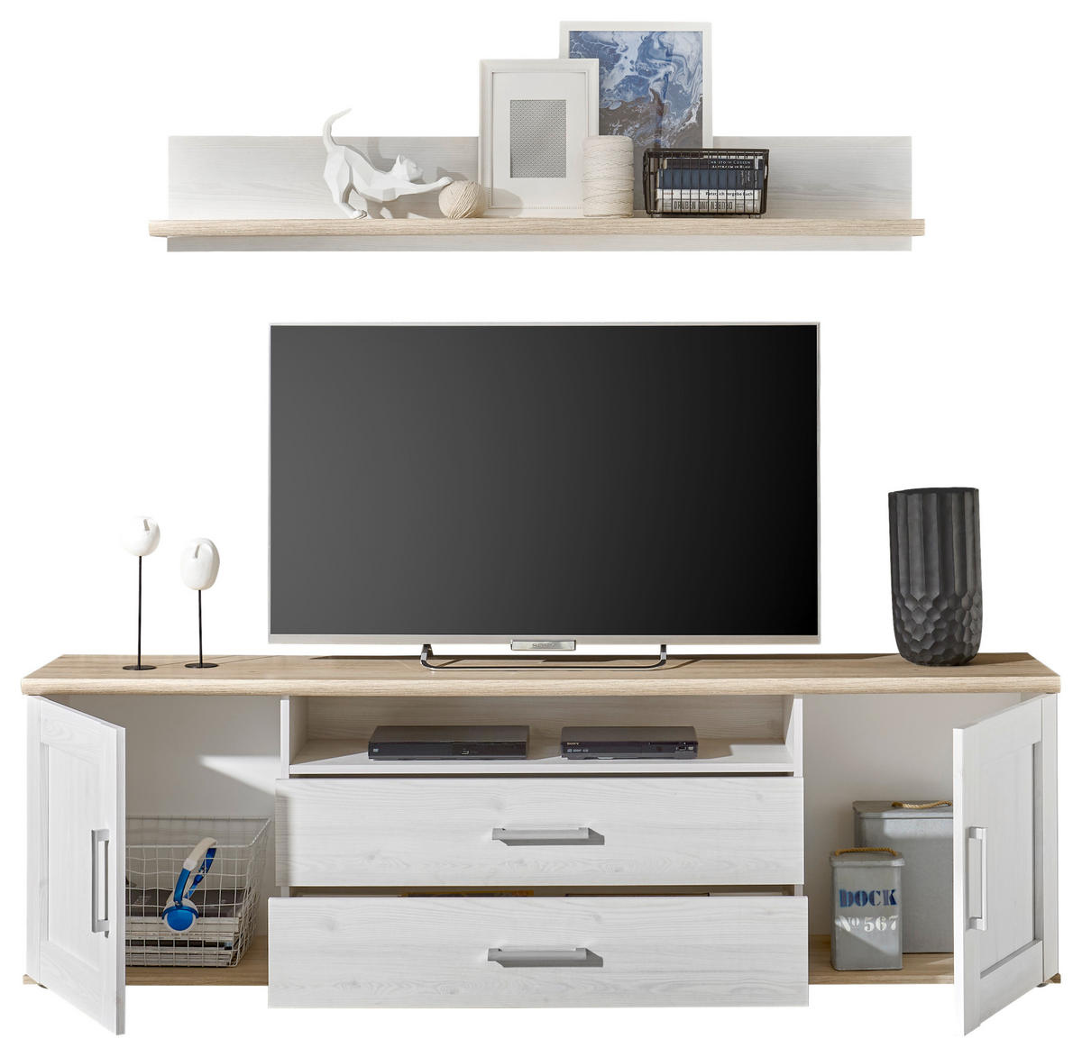 PAROI MURALE 2-teilig  in Eiche San Remo 200/60/38 cm  - Silberfarben/Lärchefarben, Lifestyle, Holzwerkstoff/Kunststoff (200/60/38cm) - MID.YOU