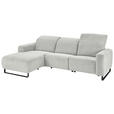 ECKSOFA  in Cord Hellgrau  180/266 cm  - Hellgrau/Schwarz, KONVENTIONELL, Textil/Metall (180/266cm) - Hom`in