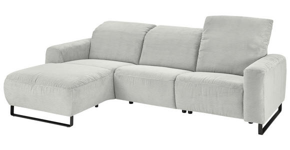 ECKSOFA  in Cord Hellgrau  180/266 cm  - Hellgrau/Schwarz, KONVENTIONELL, Textil/Metall (180/266cm) - Hom`in