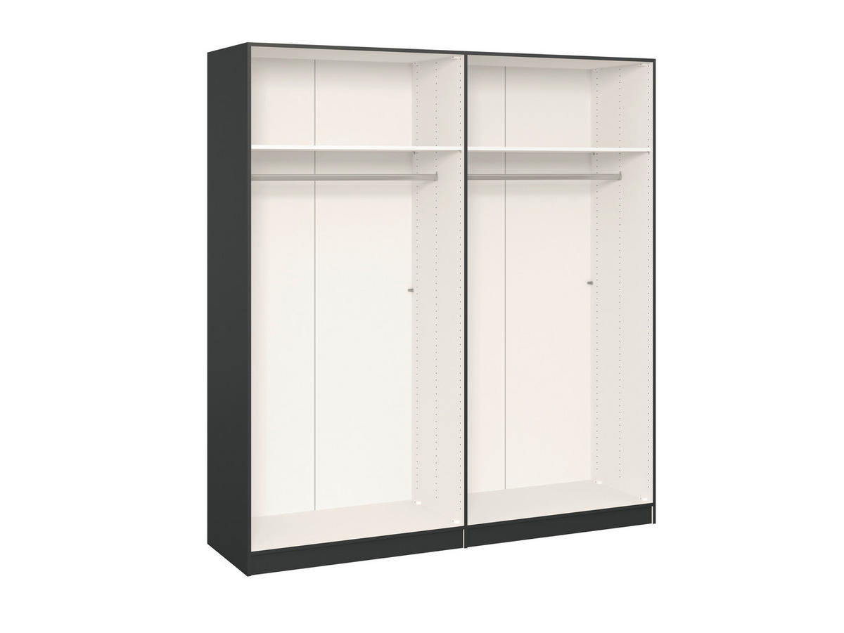 DREHTÜRENSCHRANK  in Anthrazit, Schwarz  - Edelstahlfarben/Anthrazit, Design, Glas/Holzwerkstoff (203/236/59cm) - Carryhome