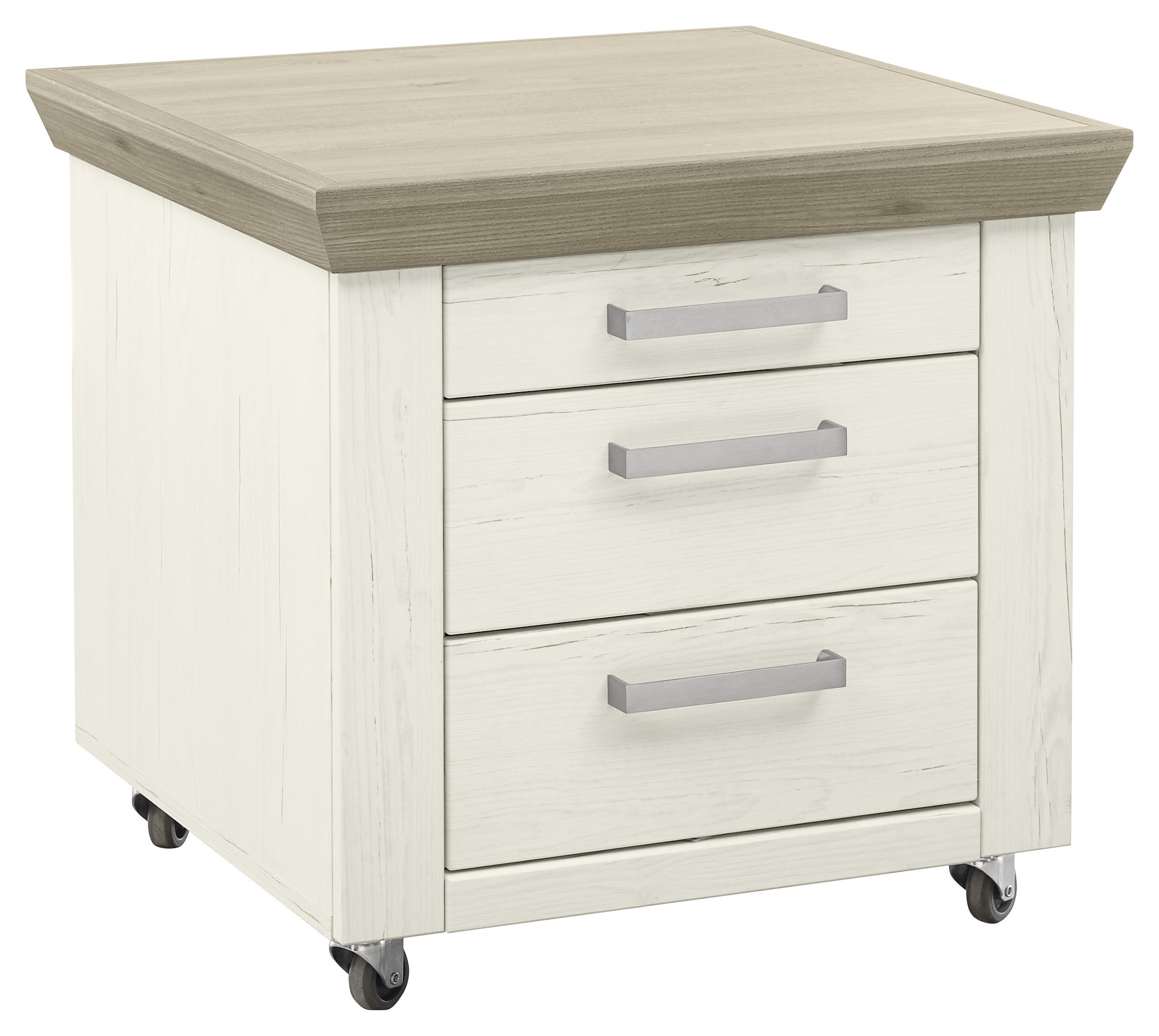ROLLCONTAINER Weiß, Eichefarben  - Eichefarben/Weiß, Design, Holzwerkstoff/Metall (61/59,5/63,6cm) - SetOne by Musterring