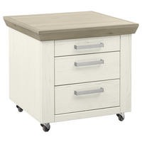ROLLCONTAINER Weiß, Eichefarben  - Eichefarben/Weiß, Design, Holzwerkstoff/Metall (61/59,5/63,6cm) - SetOne by Musterring