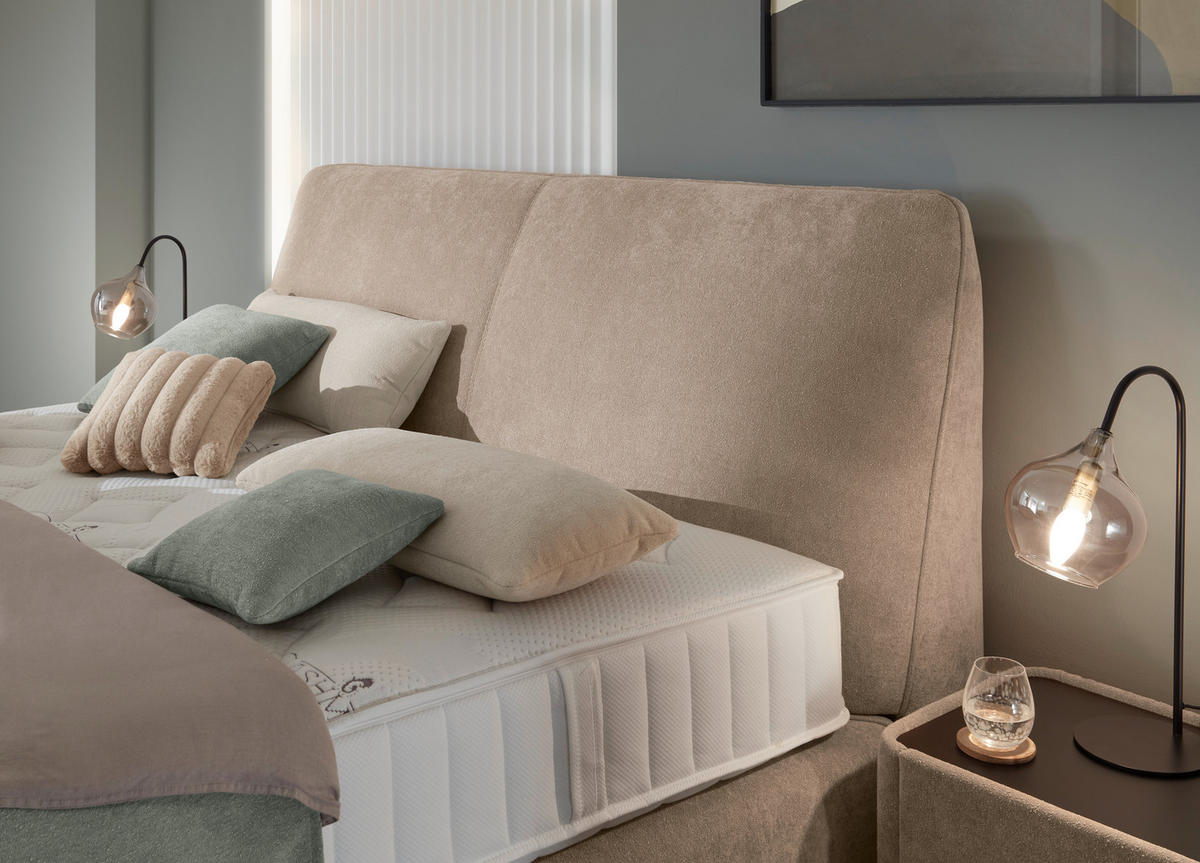 BOXSPRINGBETT 200/200 cm  in Beige  - Beige/Schwarz, Design, Kunststoff/Textil (200/200cm) - Johann Jakob