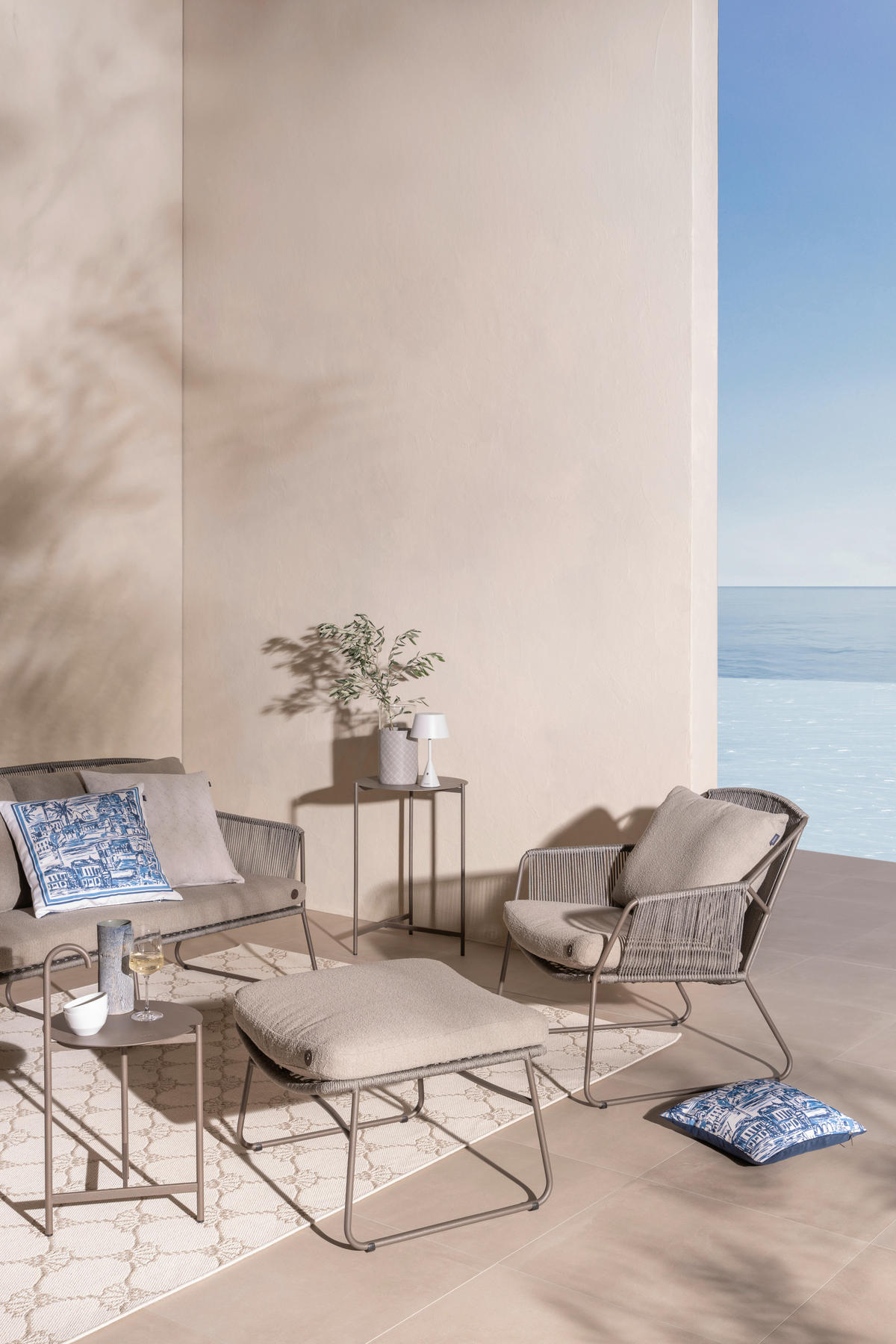 OUTDOOR-KISSEN  - Blau, Design, Textil (50/50cm) - Joop!