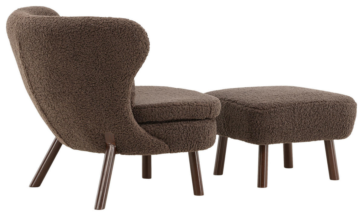 FÅTÖLJ MED FOTPALL i metall, textil brun  - brun, Design, metall/textil (60,5/80/85cm) - Livetastic