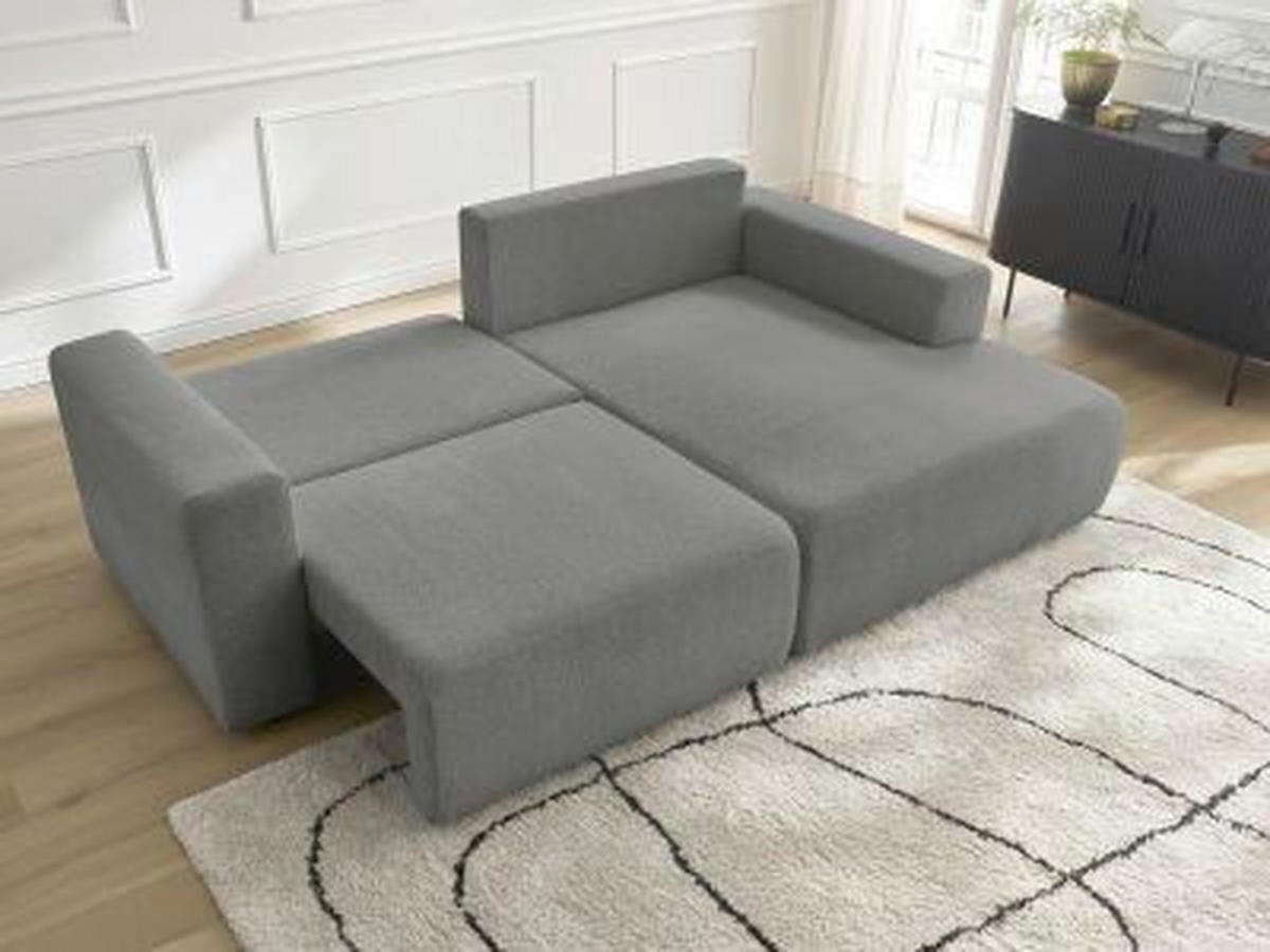 ECKSOFA Ottomane rechts  ATILLA Dunkelgrau Flachgewebe  - Dunkelgrau/Schwarz, MODERN, Kunststoff/Textil (244/149cm)