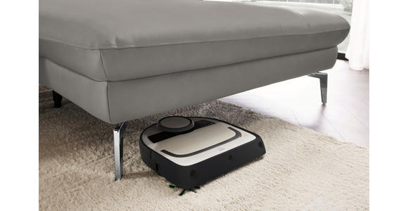 ECKSOFA in Echtleder Hellgrau 325/157 cm - Hellgrau/Schwarz, Design, Leder/Metall (325/157cm) - Dieter Knoll