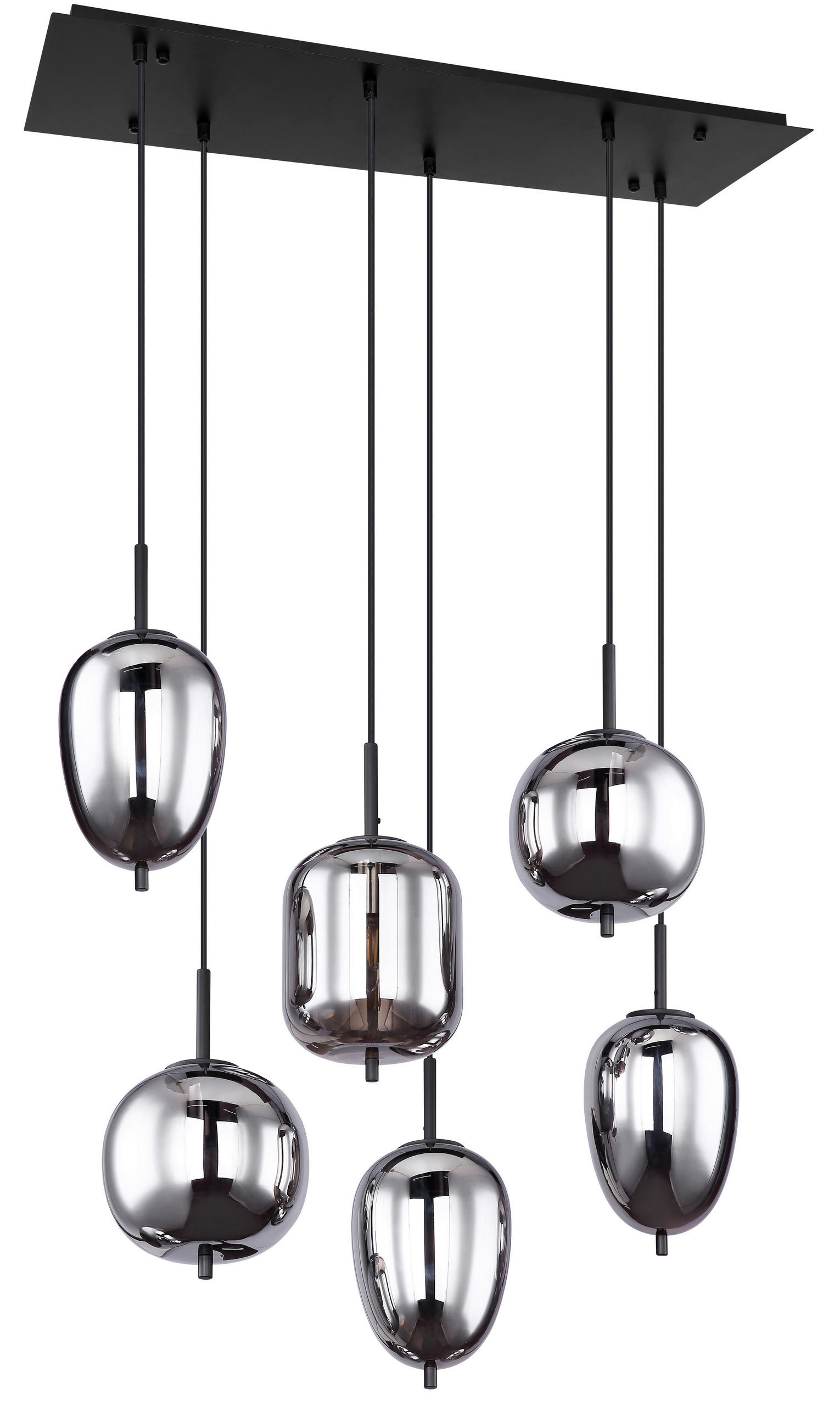 HÄNGELEUCHTE 80/34/120 cm  - Schwarz, Design, Glas/Metall (80/34/120cm) - Globo