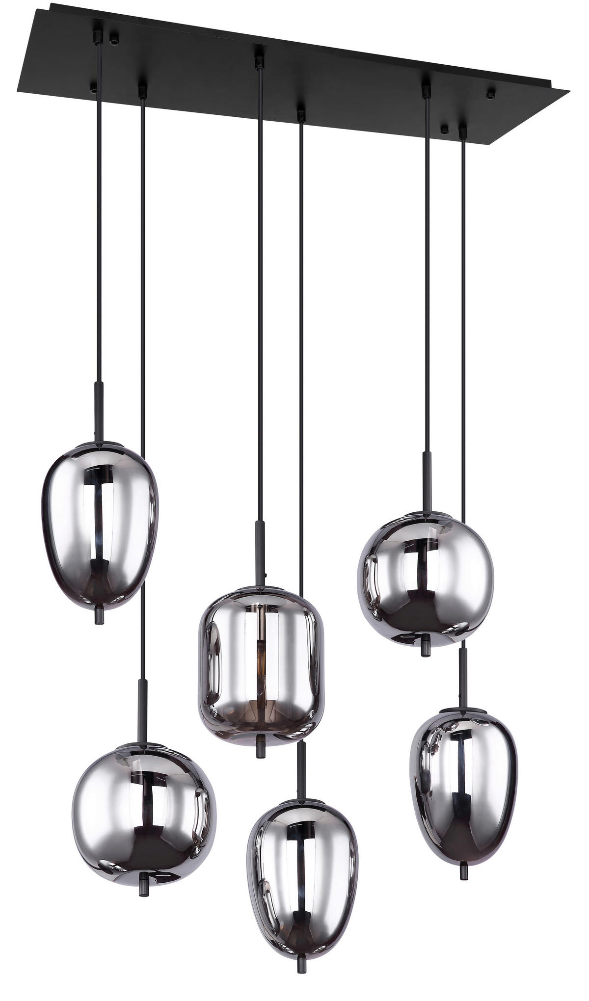 HÄNGELEUCHTE Blacky 80/34/120 cm   - Schwarz, Design, Glas/Metall (80/34/120cm) - Globo