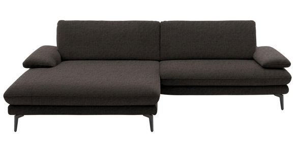 ECKSOFA in Velours Dunkelbraun 184/284 cm - Dunkelbraun/Schwarz, Design, Textil/Metall (184/284cm) - Dieter Knoll