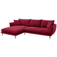 ECKSOFA  in Webstoff Dunkelrot  196/304 cm  - Schwarz/Dunkelrot, KONVENTIONELL, Textil/Metall (196/304cm) - Hom`in
