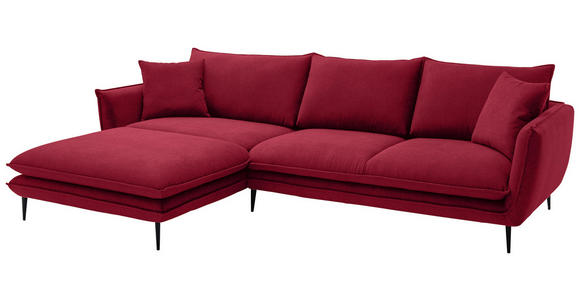 ECKSOFA  in Webstoff Dunkelrot  196/304 cm  - Schwarz/Dunkelrot, KONVENTIONELL, Textil/Metall (196/304cm) - Hom`in