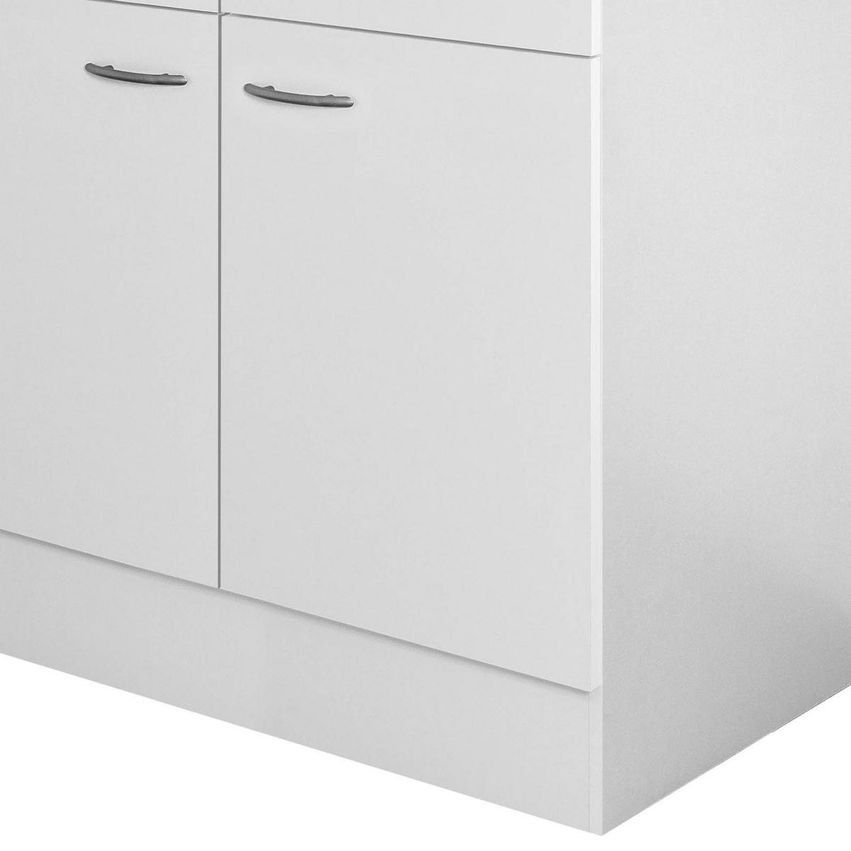 KÜCHENUNTERSCHRANK 80/85/60 cm  in Weiß  - Edelstahlfarben/Hellgrau, Holzwerkstoff/Kunststoff (80/85/60cm) - FlexWell