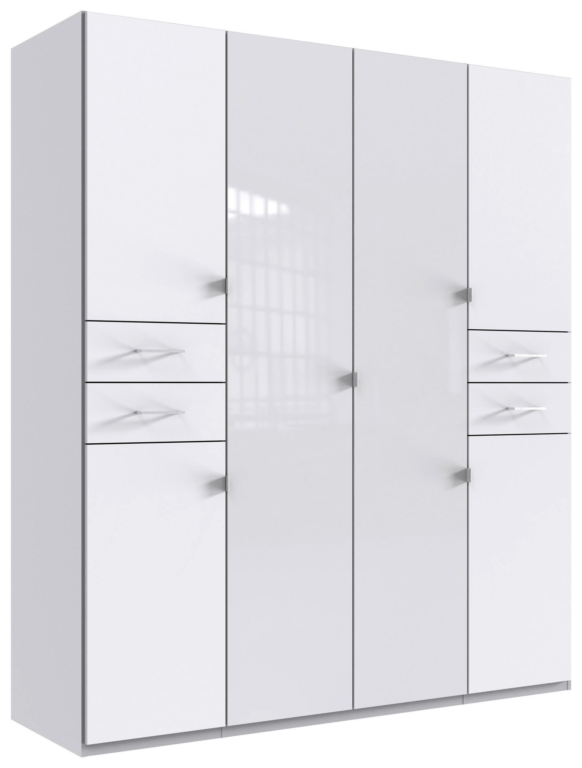 KLEIDERSCHRANK in Weiss  - Weiss/Silberfarben, Konventionell, Glas/Holzwerkstoff (180/208/58cm) - Modante