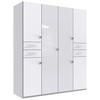 KLEIDERSCHRANK 180/208/58 cm 6-türig Weiß  - Silberfarben/Weiß, KONVENTIONELL, Glas/Holzwerkstoff (180/208/58cm) - Boxxx