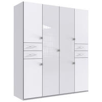 KLEIDERSCHRANK 180/208/58 cm 6-türig Weiß  - Silberfarben/Weiß, KONVENTIONELL, Glas/Holzwerkstoff (180/208/58cm) - Boxxx