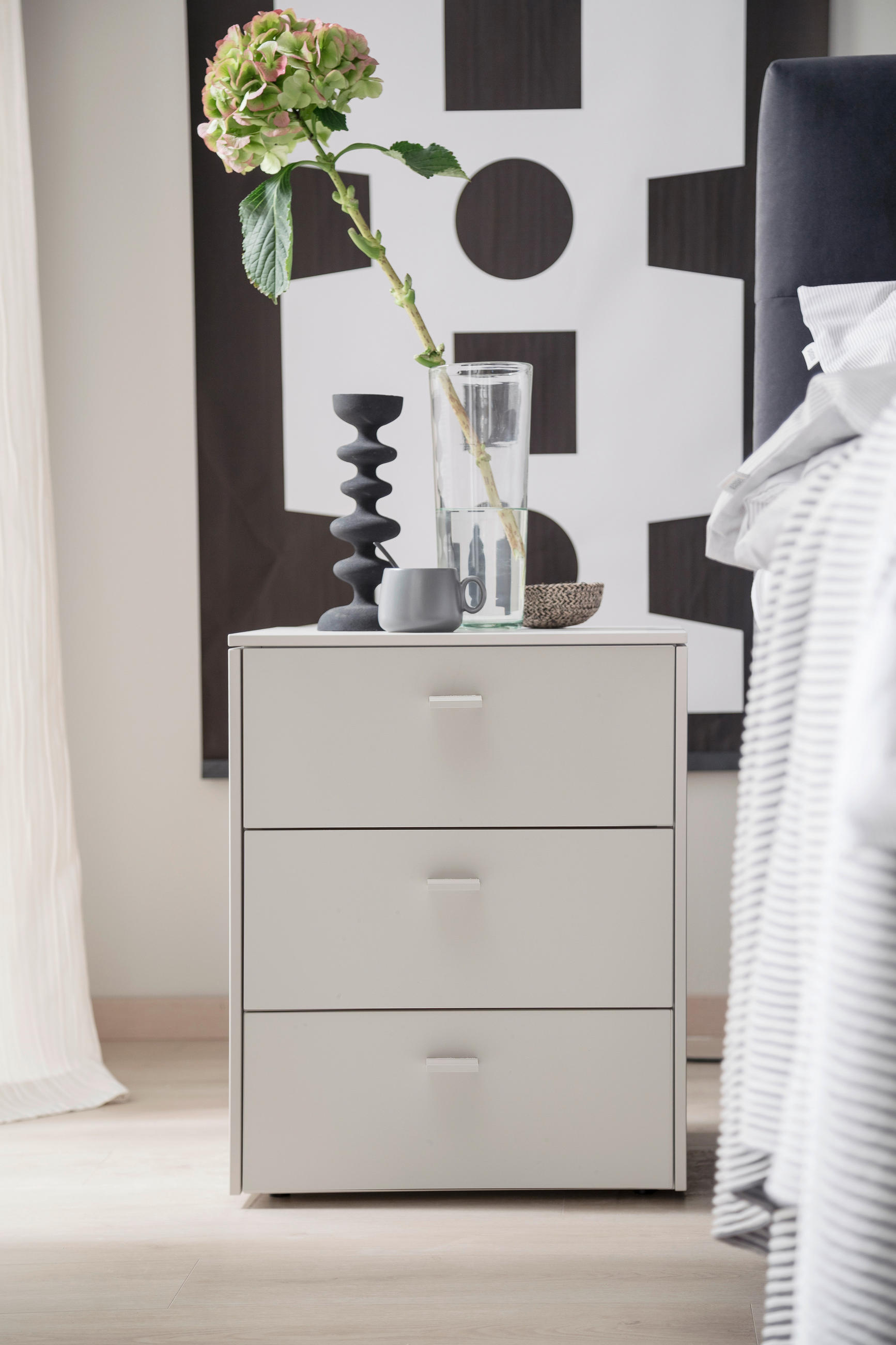 NACHTSCHRANK 54/52/45 cm  - Schwarz/Grau, Design, Holzwerkstoff (54/52/45cm) - Schöner Wohnen