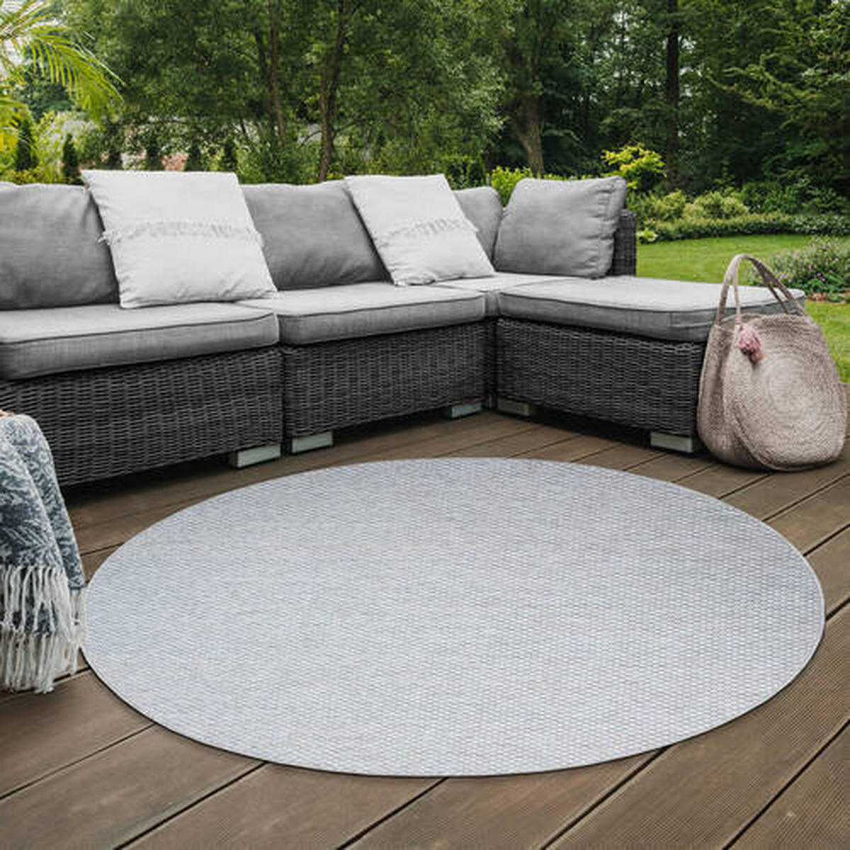 PREPROGA ZA ZUNANJO UPORABO  Melissa      200/200 cm   tkano  svetlo siva  - svetlo siva, Konvencionalno, tekstil (200/200cm)