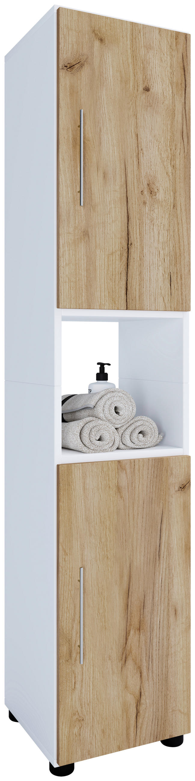 HOCHSCHRANK 31/160/30 cm  - Honigeiche/Silberfarben, MODERN, Holzwerkstoff/Kunststoff (31/160/30cm) - MID.YOU