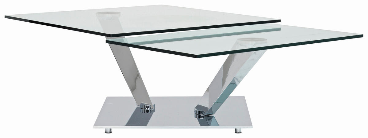 COUCHTISCH in Metall, Glas 84-129/106/40 cm  - Chromfarben, Design, Glas/Metall (84-129/106/40cm)