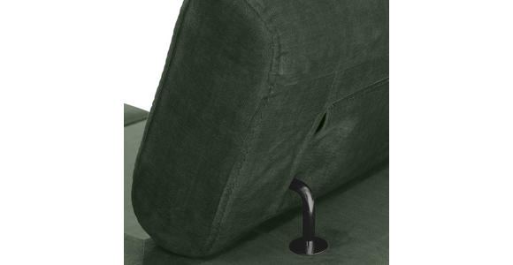 ECKSOFA Dunkelgrün Flachgewebe Rücken echt, Kopfteilverstellung, Sitzvorzug  - Dunkelgrün/Schwarz, MODERN, Textil/Metall (258/210cm) - Landscape