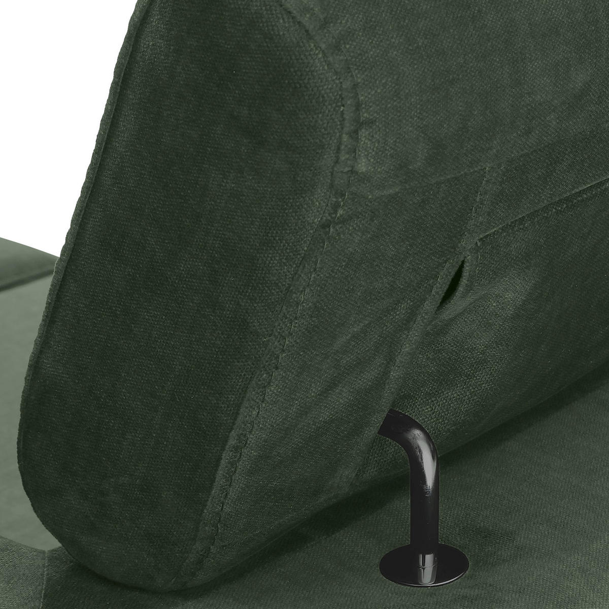 ECKSOFA Dunkelgrün Flachgewebe Rücken echt, Kopfteilverstellung, Sitzvorzug  - Dunkelgrün/Schwarz, MODERN, Textil/Metall (258/210cm) - Landscape