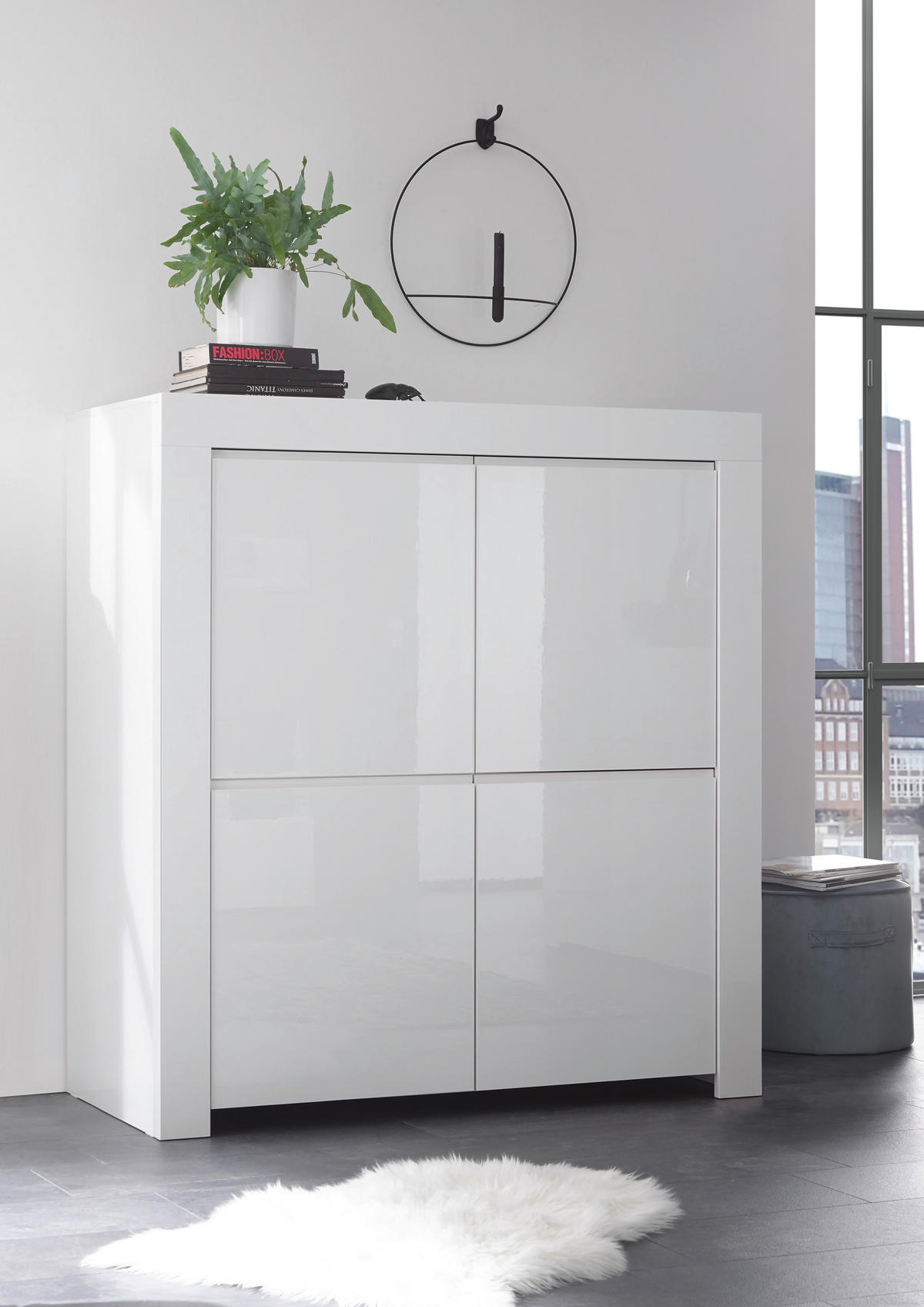 HIGHBOARD  120/140/50 cm  - Weiß Hochglanz, Design, Holzwerkstoff (120/140/50cm) - MID.YOU