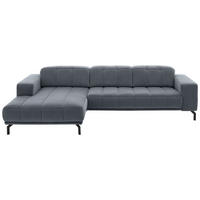 ECKSOFA in Velours Blaugrau  - Blaugrau/Schwarz, Design, Textil/Metall (195/293cm) - Beldomo Style