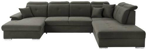 WOHNLANDSCHAFT in Flachgewebe Braun  - Silberfarben/Braun, Design, Kunststoff/Textil (187/365/263cm) - Cantus